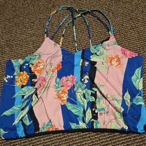 Express Neon Floral Strappy Crop Top